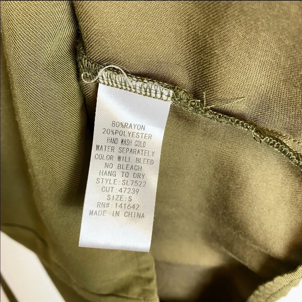 She + Sky Army Green Short Sleeve Ruffled Utility Dress in Fatigue Olive Green